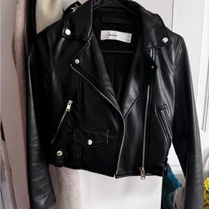 Bershka Black Leather Biker Jacket